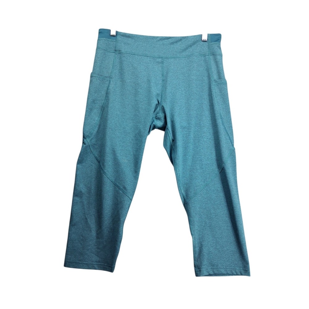 Tek Gear Women's Capri Leggings XXL Teal Athletic Workout Yoga Pants Pockets - Picture 2 of 10